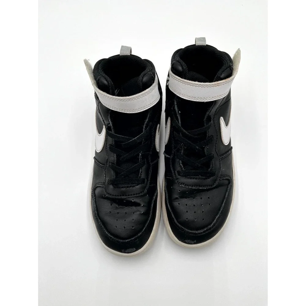 Nike Court Borough Mid 2 Unisex Kids 3 Casual Shoes Black‎ White Leather Sneaker